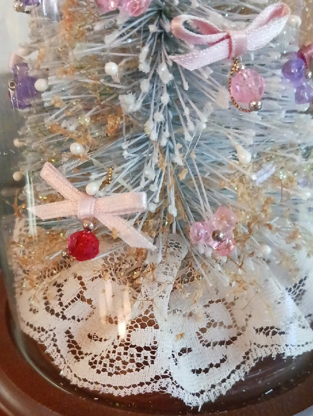 Elegant! Pink & Purple Mini Holiday Tree Dome 🎄 Decorative Home Holiday Accent